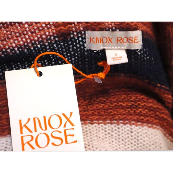 Knox Rose Striped Cardigan Sweater S Rust Navy Cream Boho Elevated Indie - Picture 3 of 7